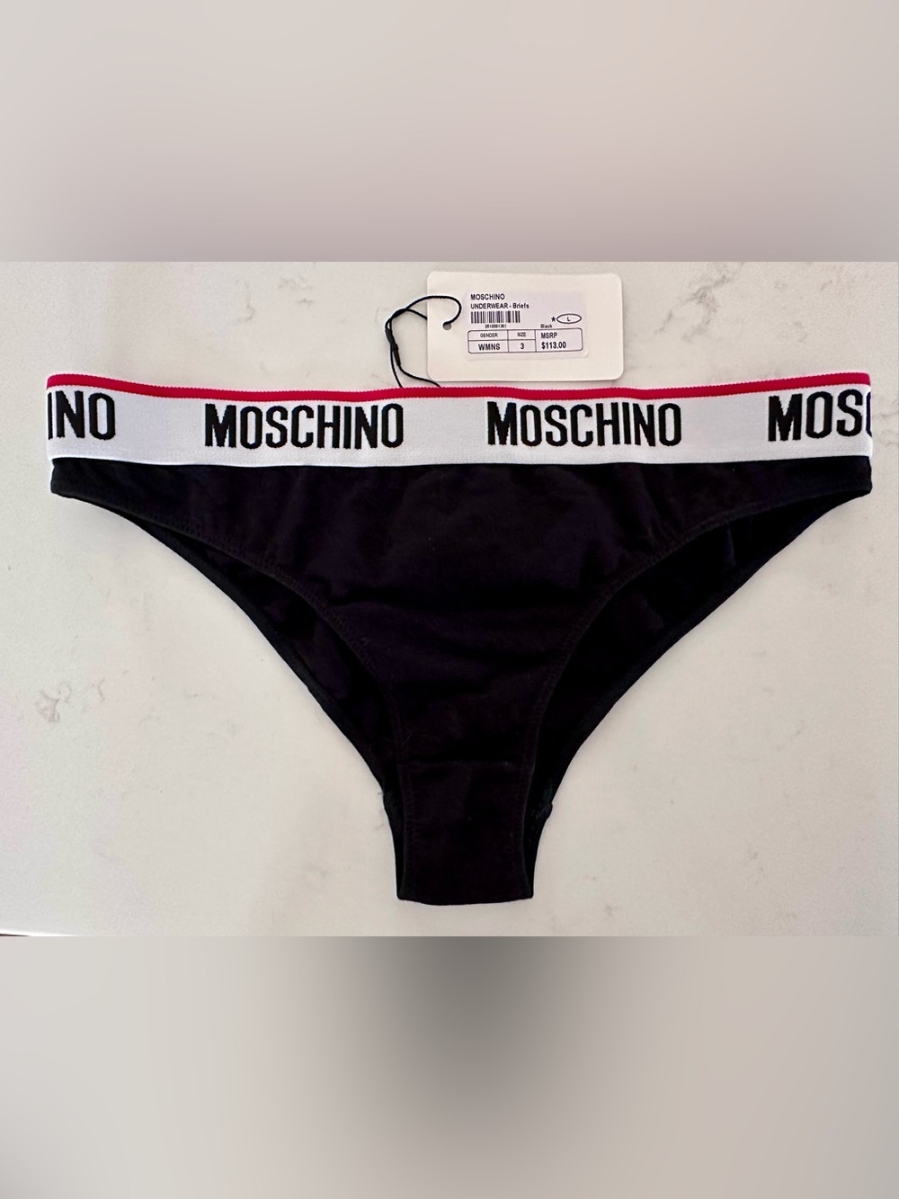 Women’s Moschino Bikini Brief (not thong) with Logo Size L NWT $113